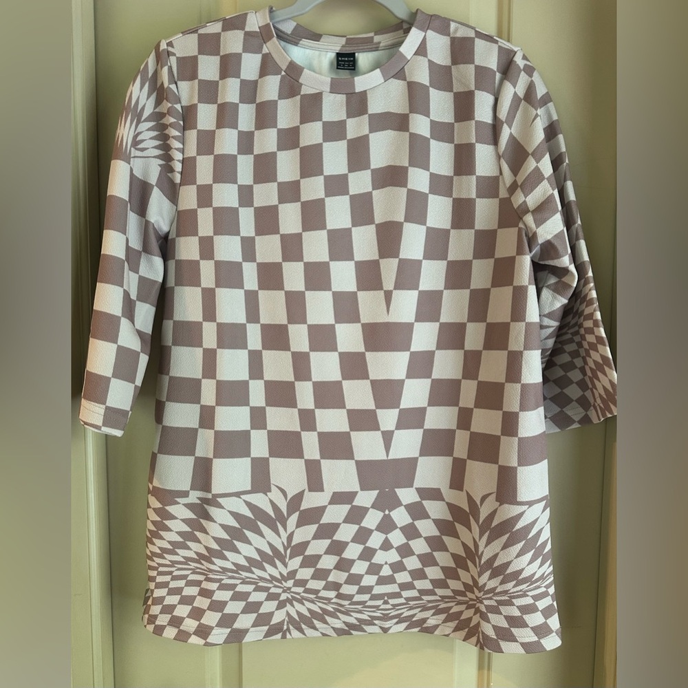 Women’s SHEIN Top; Dark Tan/Cream; Size S (4)